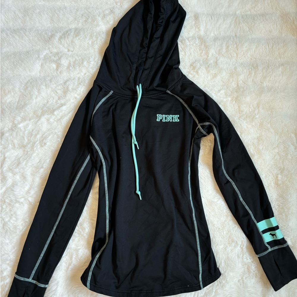 PINK Victoria's Secret Black Long Sleeve Fitted Hoodie